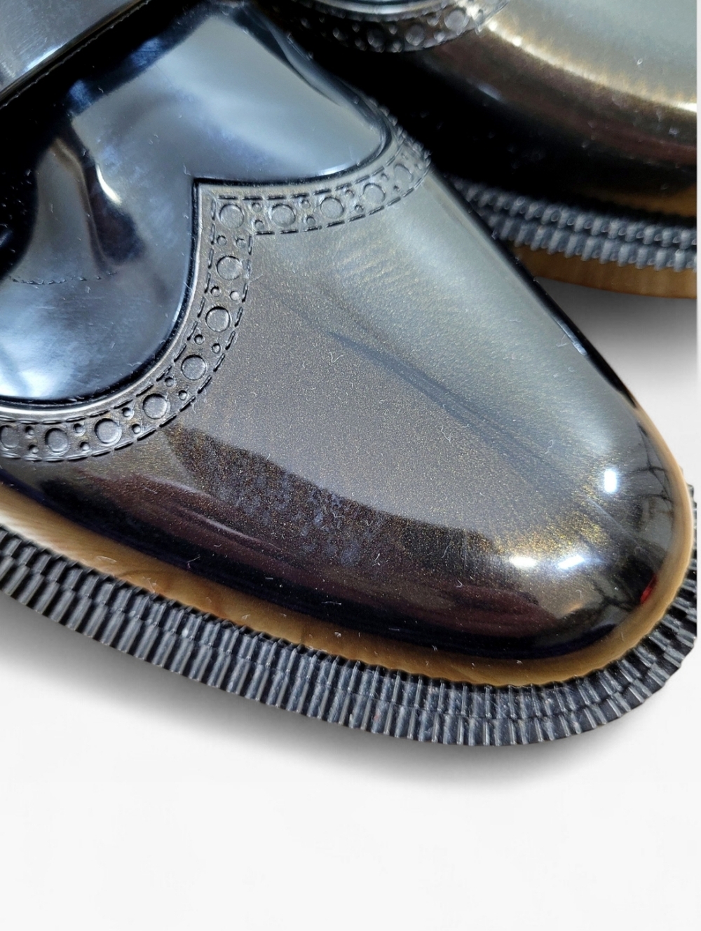 MELISSA Dama Classic Jelly Brogues Loafers Shoes 8 Black Bronze Made In Brazil - Picture 9 of 15